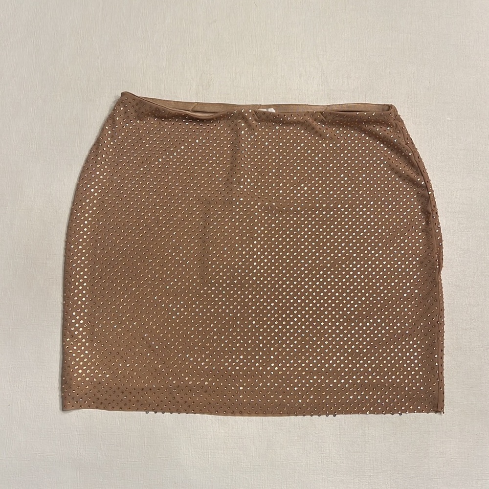 NWT MESHKI Andrea Diamante Mini Skirt - Nude - Picture 6 of 7